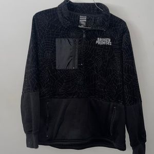 Black Spider web 3/5 Broken Promises fleece zip up.